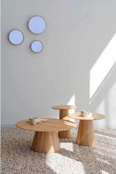 Okrúhly odkladací stolík z dubového dreva ø 55 cm Mushroom – Gazzda