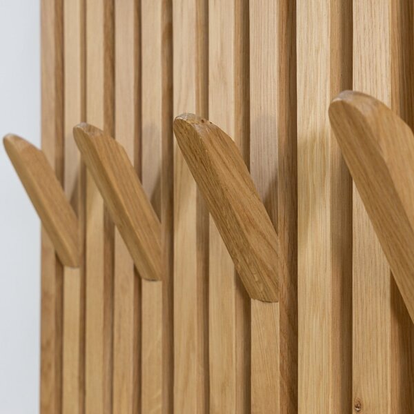 Vešiakový panel z dubového dreva v prírodnej farbe 46x100x8 cm Parco – Spinder Design