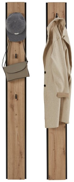 VEŠIAKOVÝ PANEL, čierna, dub artisan, 19,6/170/3 cm Voleo - Vešiakové steny