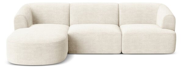 Béžová menčestrová rohová pohovka (ľavý roh/s leňoškou) Campi – Cosmopolitan Design