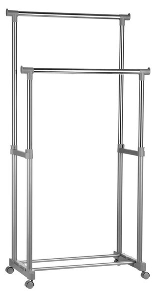 Kovový teleskopický/pojazdný stojan na oblečenie v striebornej farbe – Premier Housewares