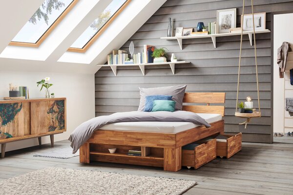 POSTEĽ, 140/200 cm divoký dub Carryhome - Postele