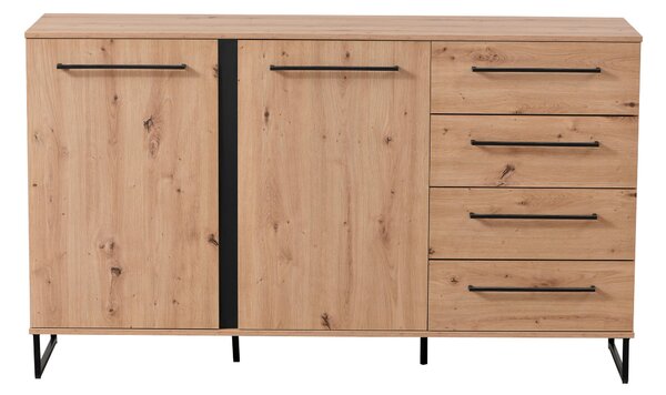 KOMODA, čierna, farba duba, 159/95/42 cm Xora - Komody