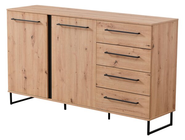 KOMODA, čierna, farba duba, 159/95/42 cm Xora - Komody