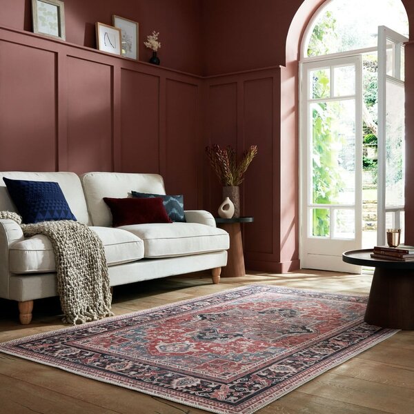 Vínovočervený umývateľný koberec s prímesou recyklovaných vlákien 80x150 cm Windsor – Flair Rugs
