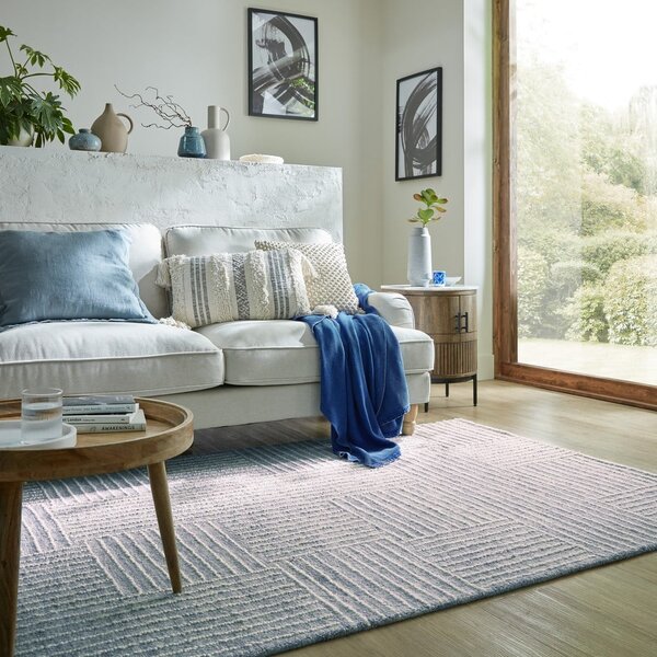 Svetlomodrý ručne tkaný vlnený koberec 80x150 cm Memphis Wool – Flair Rugs