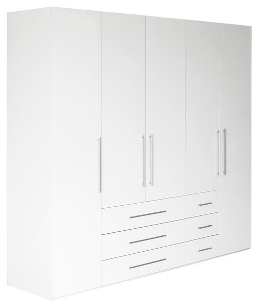 SKRIŇA S OTOČNÝMI DVERAMI, biela, biela s vysokým leskom, 244/218,6/59,4 cm Xora - Skrine
