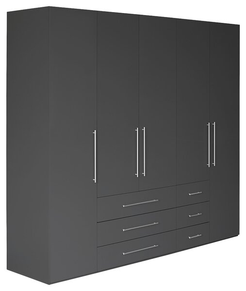 SKRIŇA S OTOČNÝMI DVERAMI, antracitová, antracitová s vysokým leskom, 244/218,6/59,4 cm Xora - Skrine