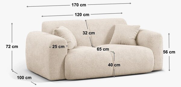 Biela pohovka z textílie bouclé 170 cm Molino – Micadoni Home