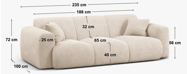 Béžová pohovka z textílie bouclé 235 cm Molino – Micadoni Home