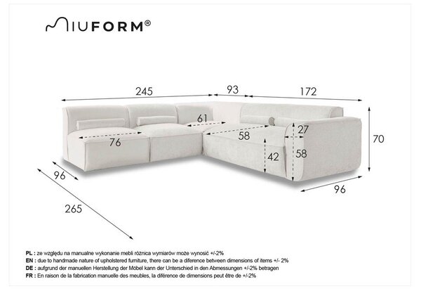 Krémovobiela rohová pohovka (ľavý roh) Flex Felix – Miuform
