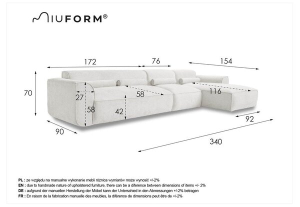 Krémovobiela rohová pohovka (pravý roh) Flex Felix – Miuform
