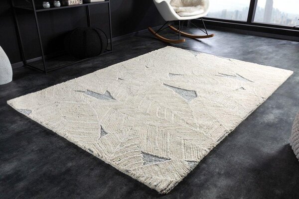 Nemecko - Dizajnový koberec s krátkym vlasom LEAF 230x160 cm, béžovo šedý, vlna