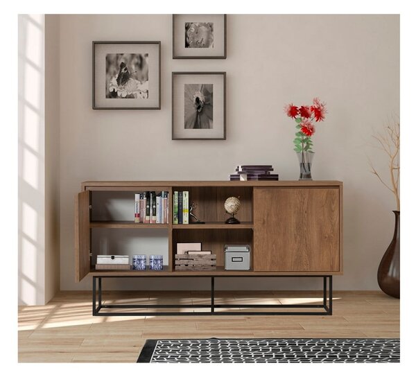 Nízka komoda v dekore orecha v prírodnej farbe 140x72 cm Rodez – Kalune Design