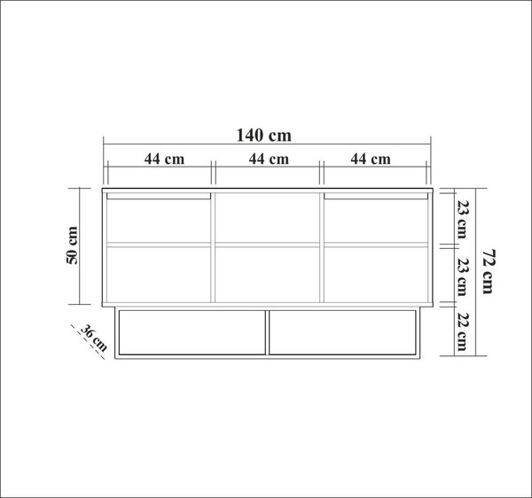 Nízka komoda v dekore orecha v prírodnej farbe 140x72 cm Rodez – Kalune Design
