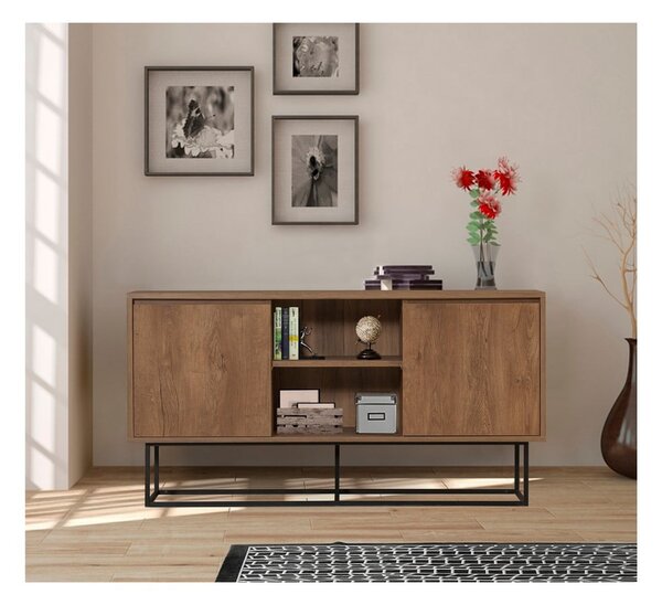 Nízka komoda v dekore orecha v prírodnej farbe 140x72 cm Rodez – Kalune Design