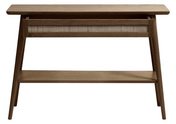 Hnedý konzolový stolík s doskou v dubovom dekore 40x110 cm Barrali – Unique Furniture