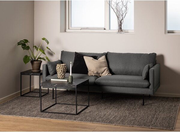 Čierny konferenčný stolík s doskou v dekore mramoru 60x60 cm Barossa – Actona