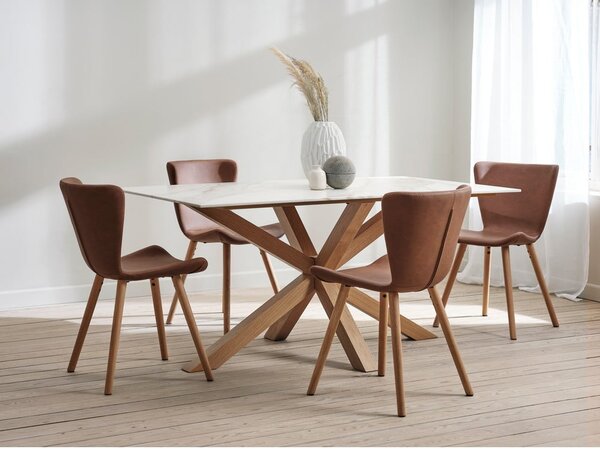 Hnedé kovové jedálenské stoličky v súprave 2 ks Teslin – Unique Furniture