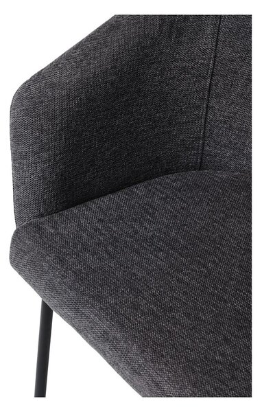 Tmavosivé čalúnené jedálenské kreslo s podrúčkami Easton – Unique Furniture