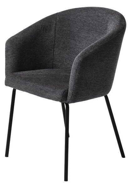 Tmavosivé čalúnené jedálenské kreslo s podrúčkami Easton – Unique Furniture