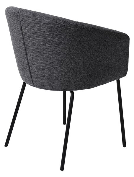 Tmavosivé čalúnené jedálenské kreslo s podrúčkami Easton – Unique Furniture