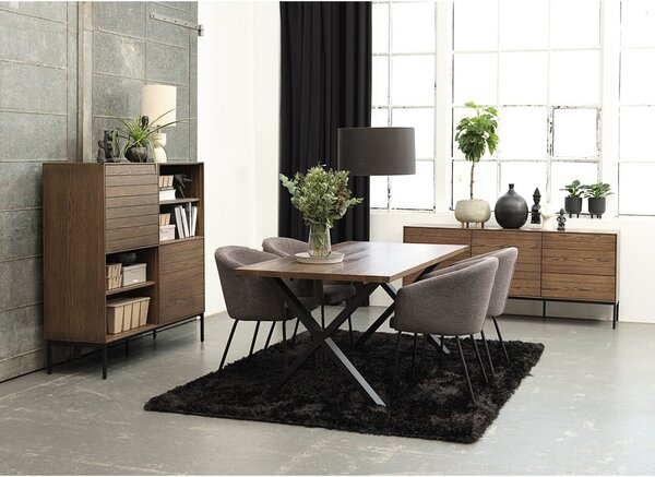 Tmavosivé čalúnené jedálenské kreslo s podrúčkami Easton – Unique Furniture