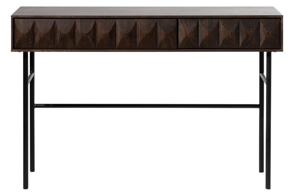 Tmavohnedý konzolový stolík s doskou v dubovom dekore 39x117 cm Latina – Unique Furniture