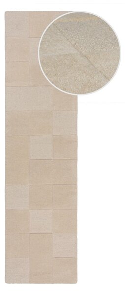 Béžový ručne tkaný vlnený behúň 60x230 cm Checkerboard – Flair Rugs