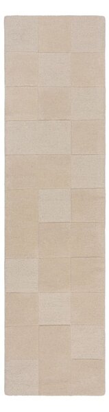 Béžový ručne tkaný vlnený behúň 60x230 cm Checkerboard – Flair Rugs