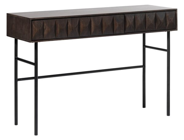 Tmavohnedý konzolový stolík s doskou v dubovom dekore 39x117 cm Latina – Unique Furniture