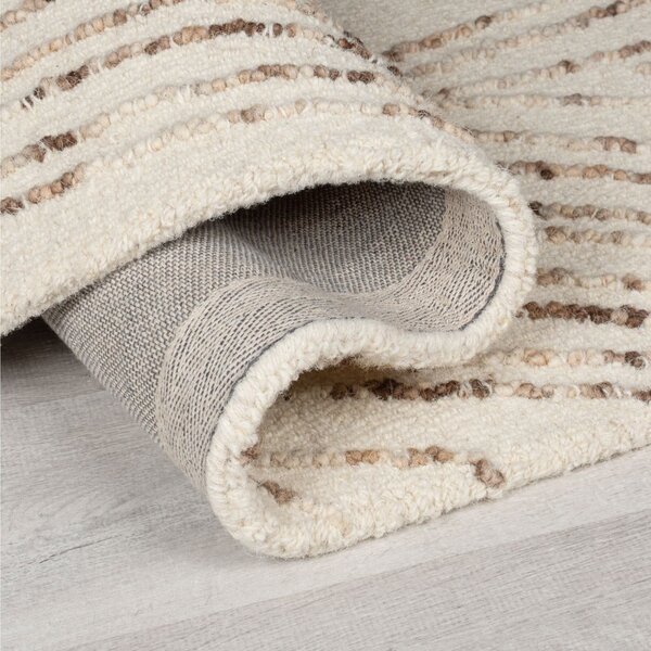 Hnedý/krémovobiely vlnený koberec 80x150 cm Abstract Swirl – Flair Rugs