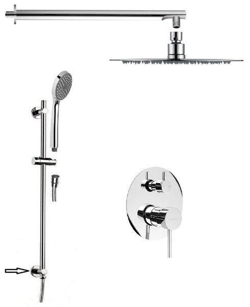 Sapho, RHAPSODY podomietkový sprchový set s pákovou batériou, 2 výstupy, posuvný držiak sprchy s vyústením, chróm, 5583Q-03