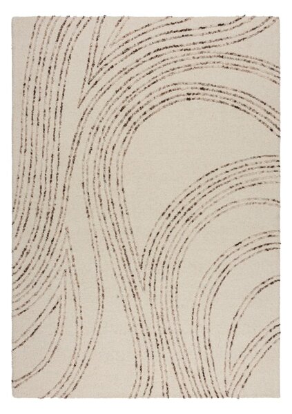 Hnedý/krémovobiely vlnený koberec 80x150 cm Abstract Swirl – Flair Rugs
