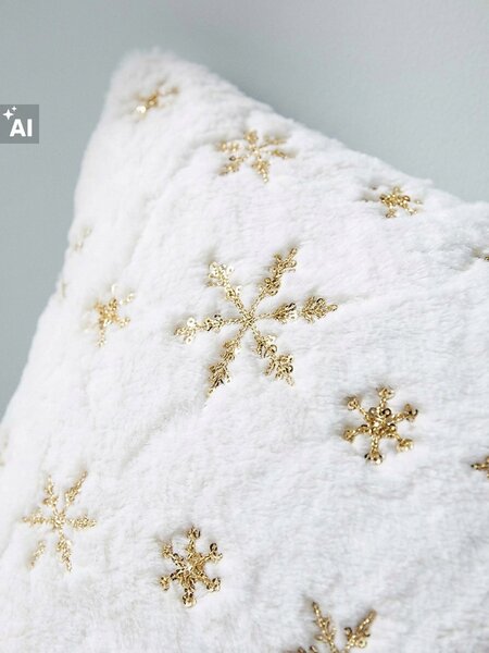Sinsay - Dekoratívna obliečka na vankúš s flitrovými snehovými vločkami - zlatá