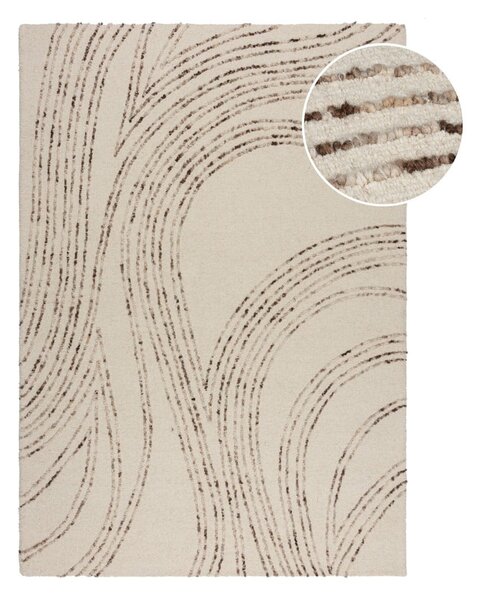 Hnedý/krémovobiely vlnený koberec 80x150 cm Abstract Swirl – Flair Rugs