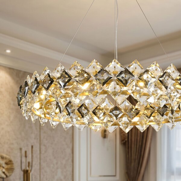 Toolight Rea, Krištáľová závesná lampa SWE094-CP 60cm Gold, OSW-30218