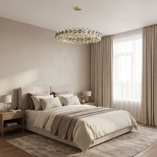 Toolight Rea, Krištáľová závesná lampa SWE094-CP 60cm Gold, OSW-30218
