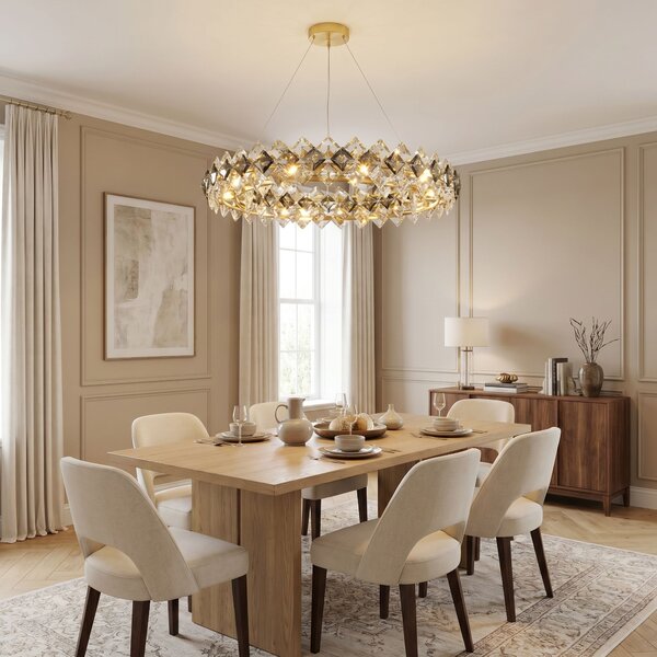 Toolight Rea, Krištáľová závesná lampa SWE094-CP 60cm Gold, OSW-30218