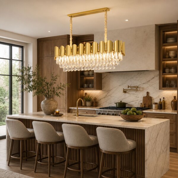 Toolight Rea, Krištáľová závesná lampa SWE101-CP GOLD, OSW-30224