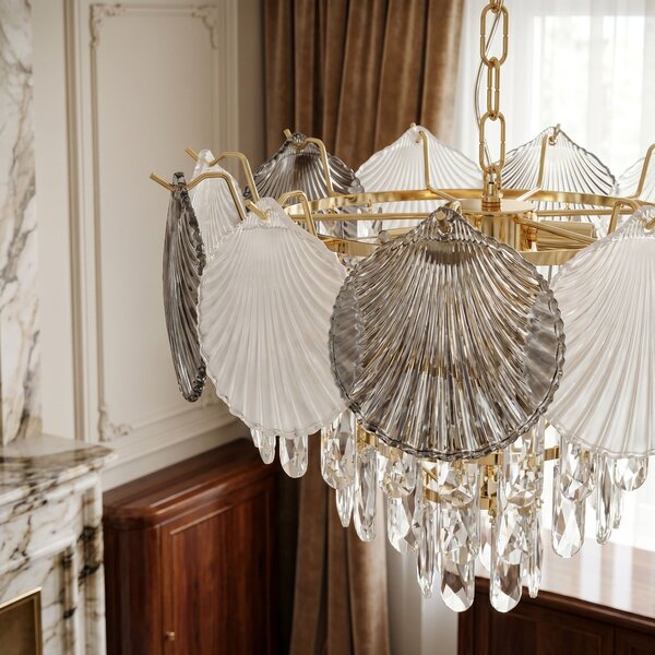 Toolight Rea, Krištáľová závesná lampa SWE083-CP 40cm GOLD, OSW-30212