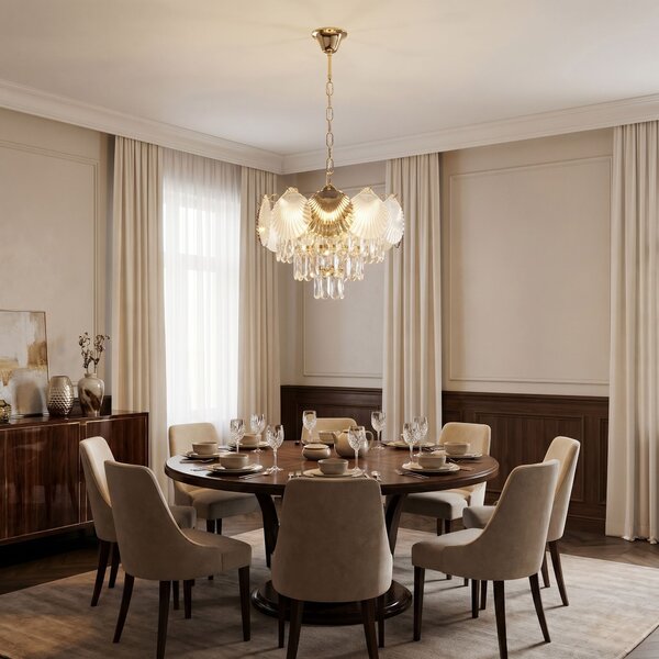 Toolight Rea, Krištáľová závesná lampa SWE083-CP 40cm GOLD, OSW-30212