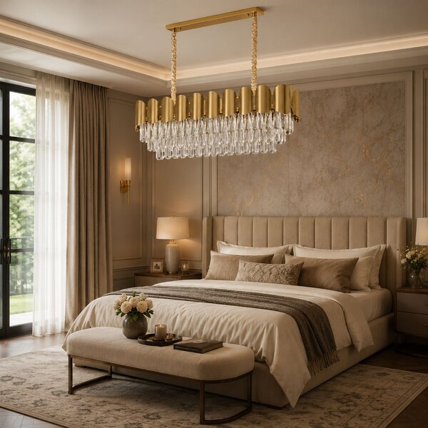 Toolight Rea, Krištáľová závesná lampa SWE101-CP GOLD, OSW-30224