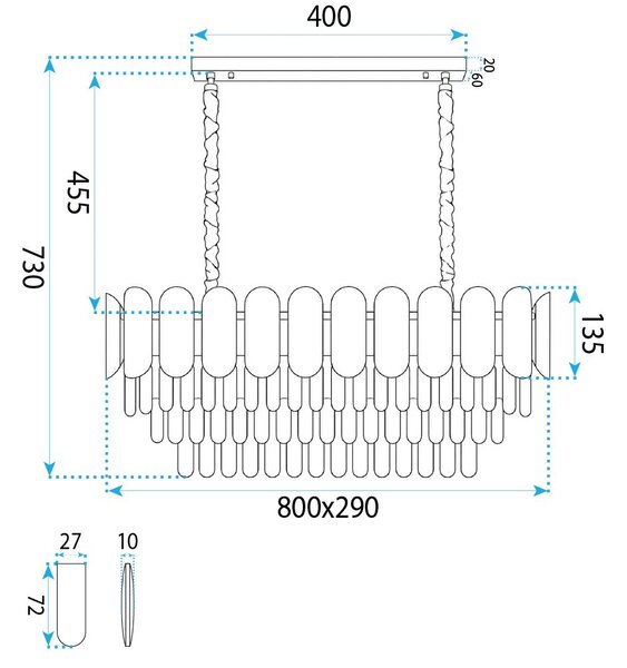 Toolight Rea, Krištáľová závesná lampa SWE101-CP GOLD, OSW-30224