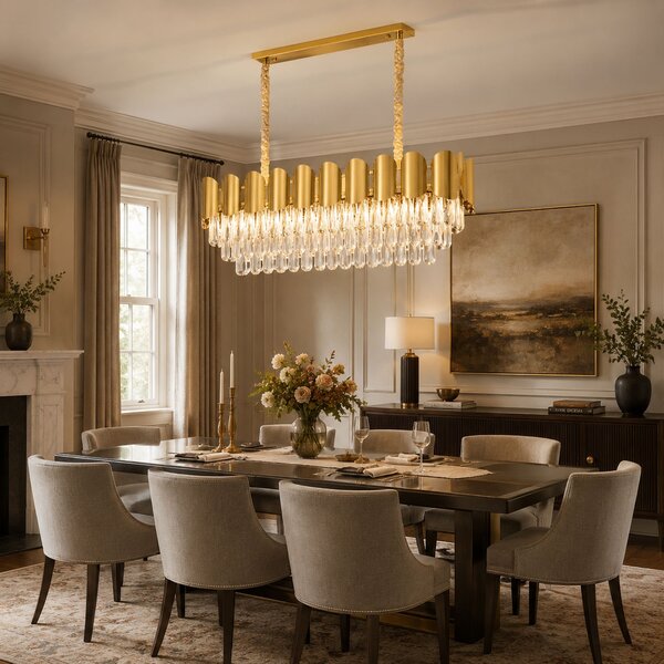 Toolight Rea, Krištáľová závesná lampa SWE101-CP GOLD, OSW-30224