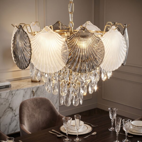 Toolight Rea, Krištáľová závesná lampa SWE083-CP 40cm GOLD, OSW-30212
