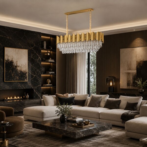 Toolight Rea, Krištáľová závesná lampa SWE101-CP GOLD, OSW-30224