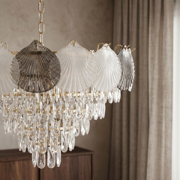 Toolight Rea, Krištáľová závesná lampa SWE084-CP 60cm GOLD, OSW-30213