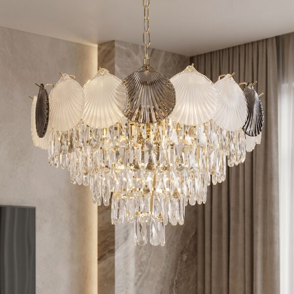 Toolight Rea, Krištáľová závesná lampa SWE084-CP 60cm GOLD, OSW-30213