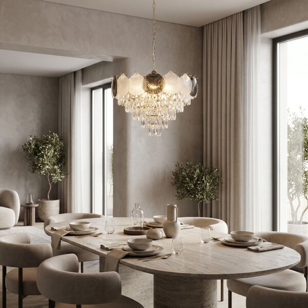 Toolight Rea, Krištáľová závesná lampa SWE084-CP 60cm GOLD, OSW-30213